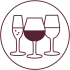 Three different types of glasses: a flute, a wine glass, and a tumbler, arranged in a circular design.