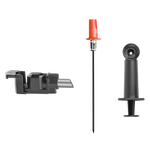 Three car ignition coil components: one black base, a red tip connector, and a black cylindrical part.